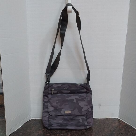 Baggallini Handbags - Unisex Baggallini Gray and Black Messenger Bag Urban Camouflage.